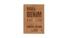 Nášivka štítok Raw&Denim, imitácia semišu, nažehľovacia, piesková
