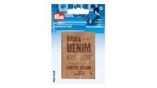 Nášivka štítok Raw&Denim, imitácia semišu, nažehľovacia, piesková
