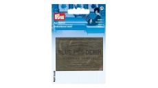 Nášivka štítok Blue Denim, imitácia semišu, nažehľovacia, olivová