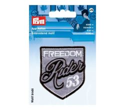 Nášivka štítok Freedom Rider 53, nažehľovacia, šedá/čierna/biela