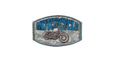 Nášivka štítok Motorcycle, nažehľovacia, šedá/modrá/biela