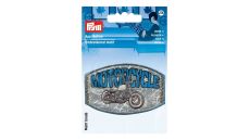 Nášivka štítok Motorcycle, nažehľovacia, šedá/modrá/biela