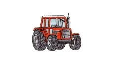 Nášivka traktor, nažehľovacia, červená