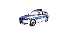 Nášivka policajné auto, nažehľovacie, biela/modrá