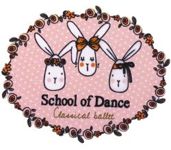 Nášivka škola tanca, balet, samolepiaca/nažehľovacia, biela/ružová