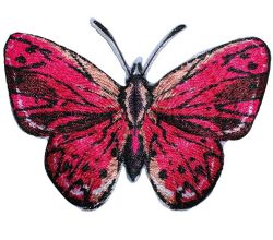 Nášivka motýľ, samolepiaca/nažehľovacia, ružová