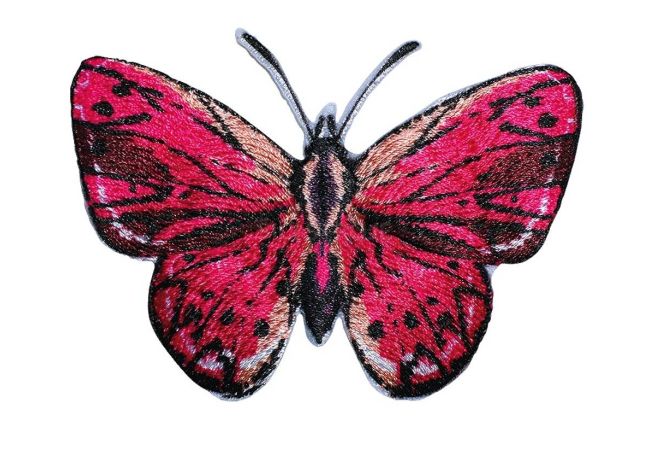 Nášivka motýľ, samolepiaca/nažehľovacia, ružová