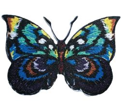 Nášivka motýľ, samolepiaca/nažehľovacia, modrá/hnedá