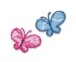 Nášivka motýliky s drahokamami, nažehľovacia, ružová/modrá