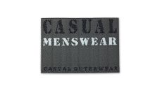 Nášivka džínsový štítok Casual Menswear, obdĺžnik, nažehľovací, čierna