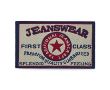 Nášivka džínsový štítok Jeanswear First Class, obdĺžnik, nažehľovacia, béžová