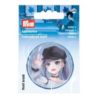 Nášivka Anime dievča s čiapkou, nažehľovacia
