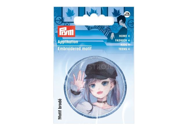 Nášivka Anime dievča s čiapkou, nažehľovacia