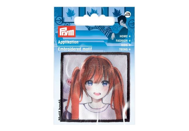 Nášivka Anime dievča s červenými vlasmi, nažehľovacie