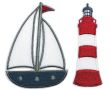 Nášivka loď a veža, samolepiaca/nažehľovacia, modrá/červená