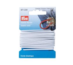Elastická šnúrka, 2,5 mm, biela, 3 m