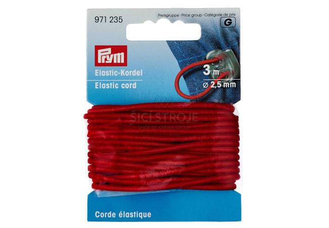 Elastická šnúrka, 2,5 mm, červená, 3 m