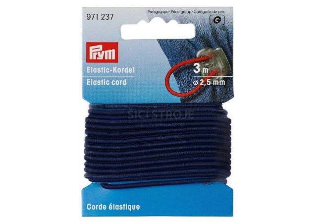 Elastická šnúrka, 2,5 mm, tmavo modrá, 3 m