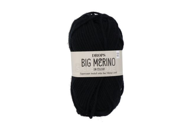 Priadza Drops Big Merino Uni Colour, 50 g - čierna