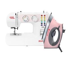 Šijací stroj Janome Juno J15R + žehlička Singer SteamCraft Plus Pink/Gray