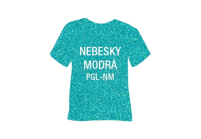 Glitrová hrubá nažehľovacia fólia POLI-TAPE Craft - nebesky modrá