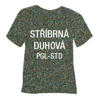 Glitrová hrubá nažehľovacia fólia POLI-TAPE Craft - strieborná dúhová