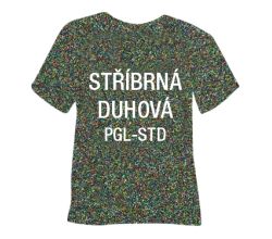 Glitrová hrubá nažehľovacia fólia POLI-TAPE Craft - strieborná dúhová