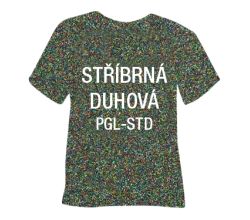 Glitrová hrubá nažehľovacia fólia POLI-TAPE Craft - strieborná dúhová