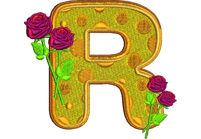 Výšivka písmeno R - variant 1