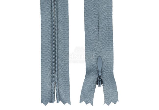 Zips špirálový skrytý 3 mm, 30 cm, nedeliteľný, jazdec dekoratívny - 316
