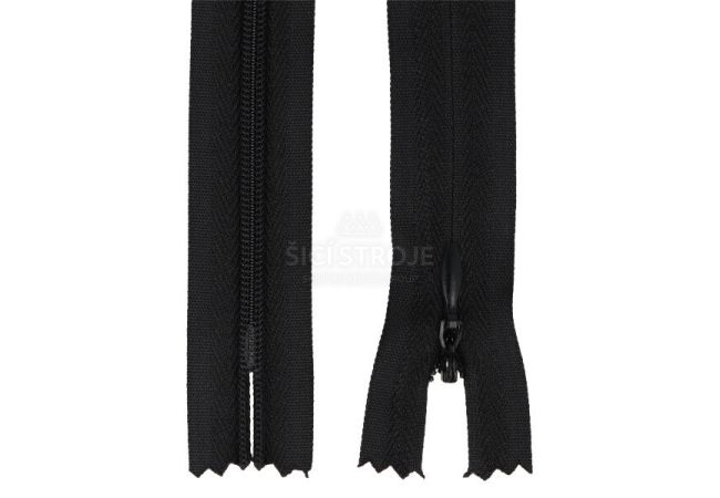 Zips špirálový skrytý 3 mm, 30 cm, nedeliteľný, jazdec dekoratívny - 332
