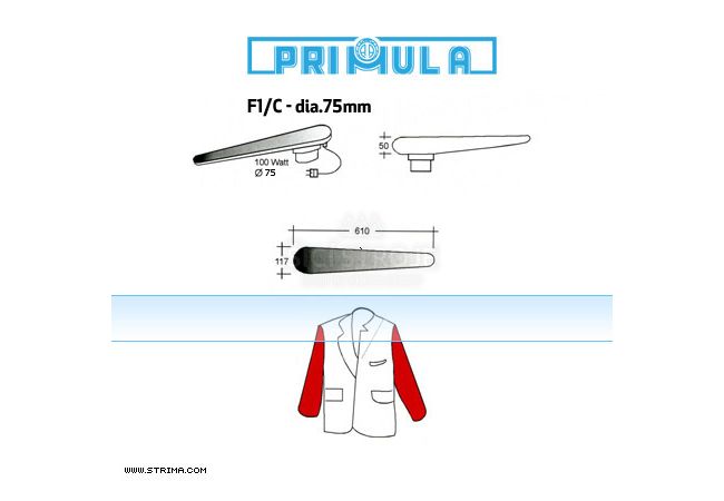 Žehliaci rukávnik s vyhrievaním PRIMULA F1/C - pr. 75mm