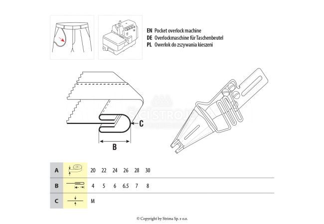 Lemovač obojstranný skladajúci pre šijacie stroje UMA-131 30/8 SI