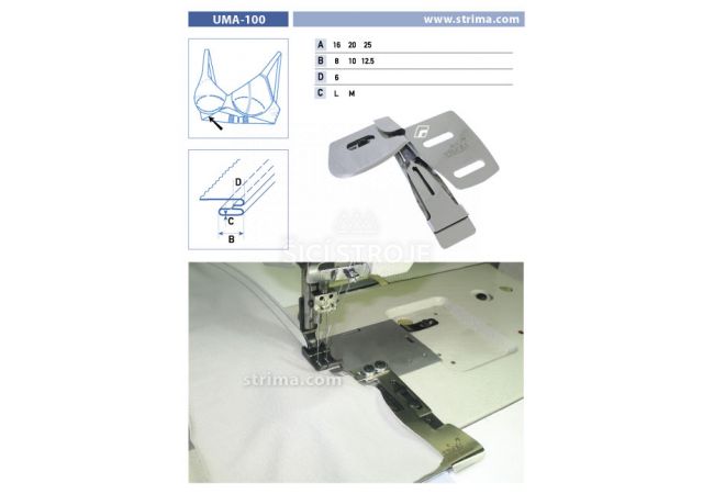 Zakladač pre dvojihlové šijacie stroje UMA-100 16/8/6 L