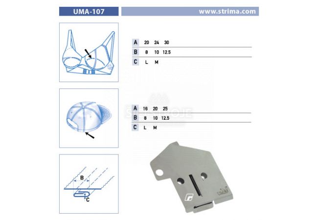 Zakladač pre dvojihlové šijacie stroje UMA-107 20/10 M
