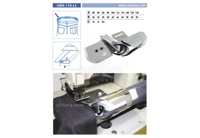 Lemovač na všívanie pásky pre šijacie stroje UMA-110-LS 115/45 M
