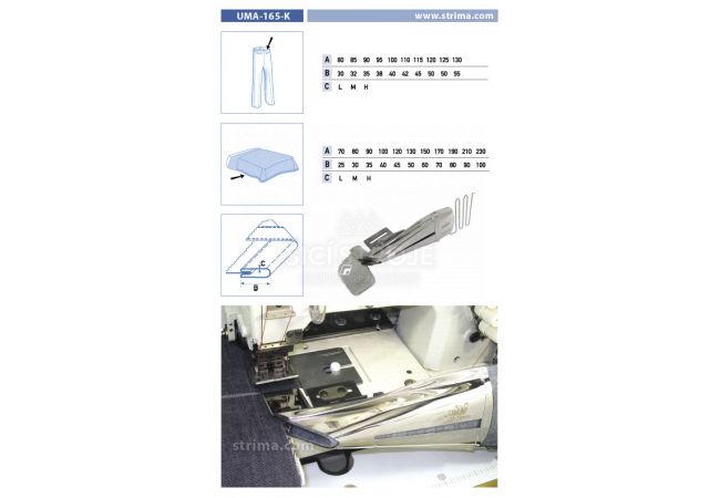 Lemovač na všívanie pásky pre šijacie stroje UMA-165-K 80/30 M