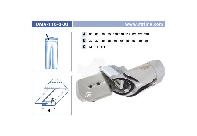 Lemovač na všívanie pásky pre šijacie stroje UMA-110-O-JU 130/55 XH