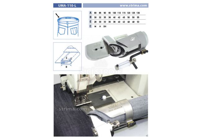 Lemovač na všívanie pásky pre šijacie stroje UMA-110-L 115/45/42 M