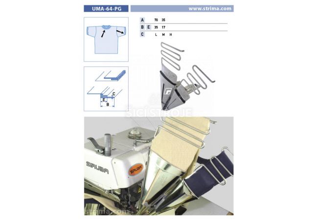 Zakladač výpustkov pre šijacie stroje UMA-64-PG 70/35x35/17 M