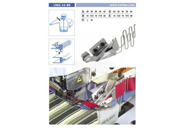 Zakladač výpustkov pre šijacie stroje UMA-34-BR 20/10x25/12,5 M