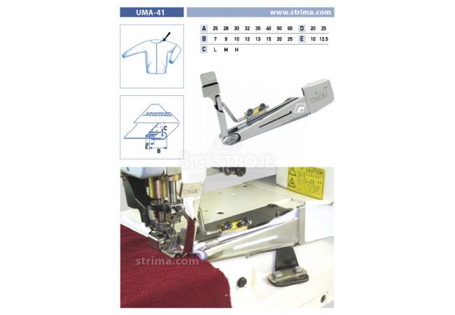 Lemovač lemujúci z výpustku pre šijacie stroje UMA-41 40/15x20/10 L