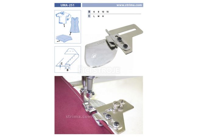 Zakladač s podvinutím pre šijacie stroje UMA-251 15 M