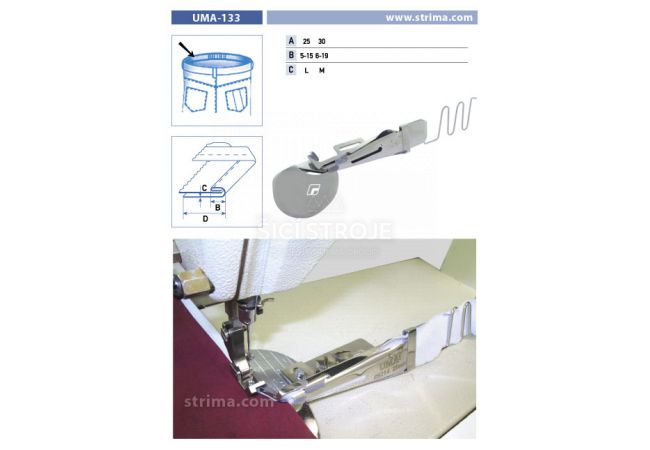Lemovač na všívanie pásky pre šijacie stroje UMA-133 30/6-19 L