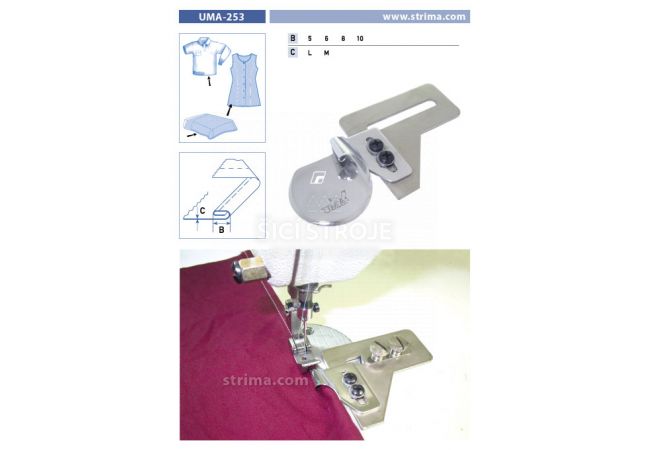 Zakladač s podvinutím pre šijacie stroje UMA-253 5 M