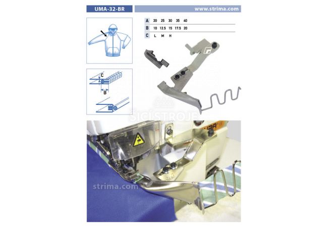 Zakladač výpustkov pre šijacie stroje UMA-32-BR 20/10 M