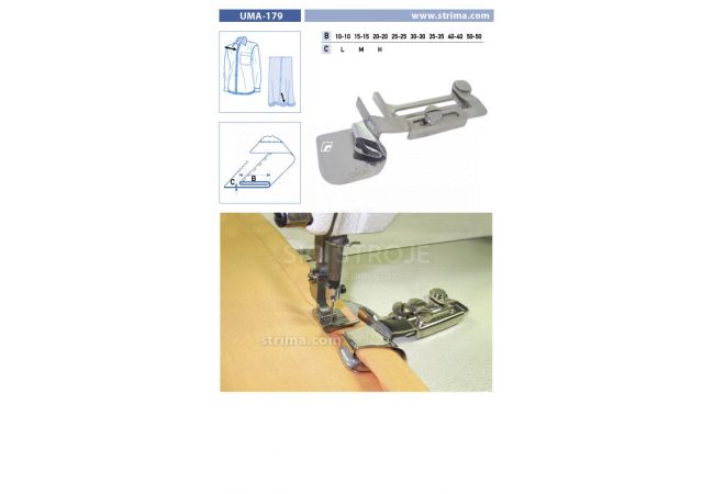 Zakladač s podvinutím pre šijacie stroje UMA-179 20-20 H