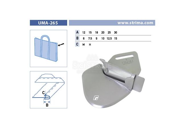 Lemovač skladajúci napoly pre šijacie stroje UMA-265 25/12,5 H