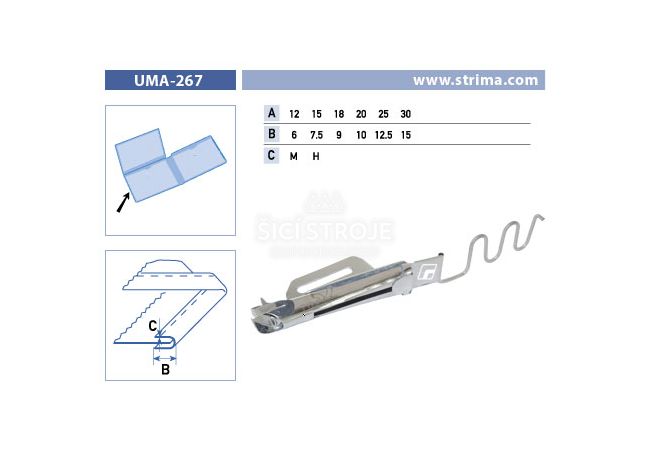 Lemovač skladajúci napoly pre šijacie stroje UMA-267 12/6 M