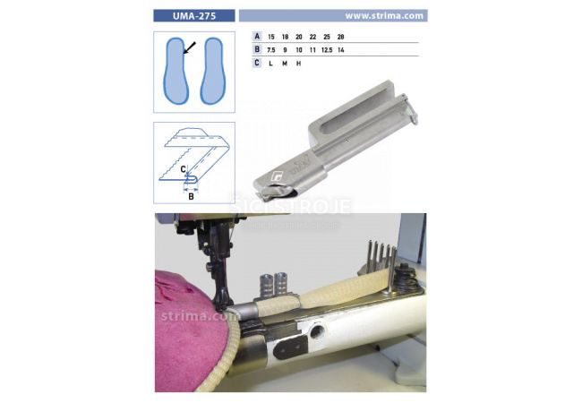 Lemovač skladajúci napoly pre šijacie stroje UMA-275 28/14 M